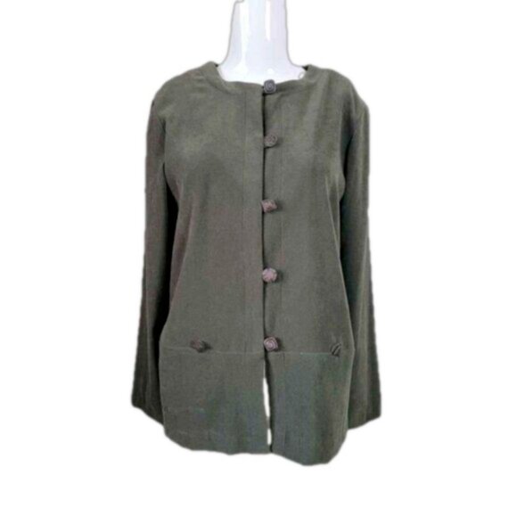 Vintage R&K Original sz 8 Petite 8P dressy blazer jacket green button front EUC - Picture 1 of 9